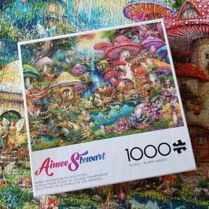 Buffalo Games Merry Mushroom Village Picnic 1000 pc Jigsaw Puzzle Aimee Stewart